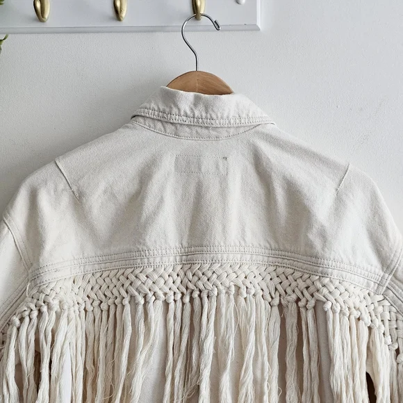 BLANKNYC Sacha Fringed Denim Jacket XS NWT Anthropologie Exclusive Boho Western - Picture 11 of 16